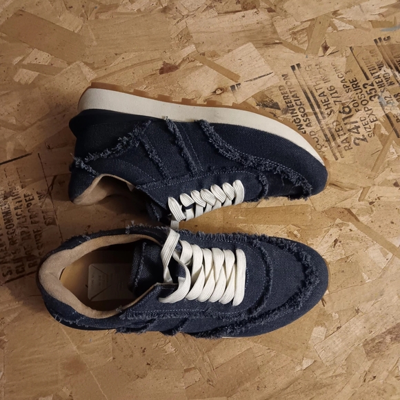 J/Slides Denim Distressed Sneakers.  True dark denim blue. Size 6B USA. EUC. - Picture 5 of 5